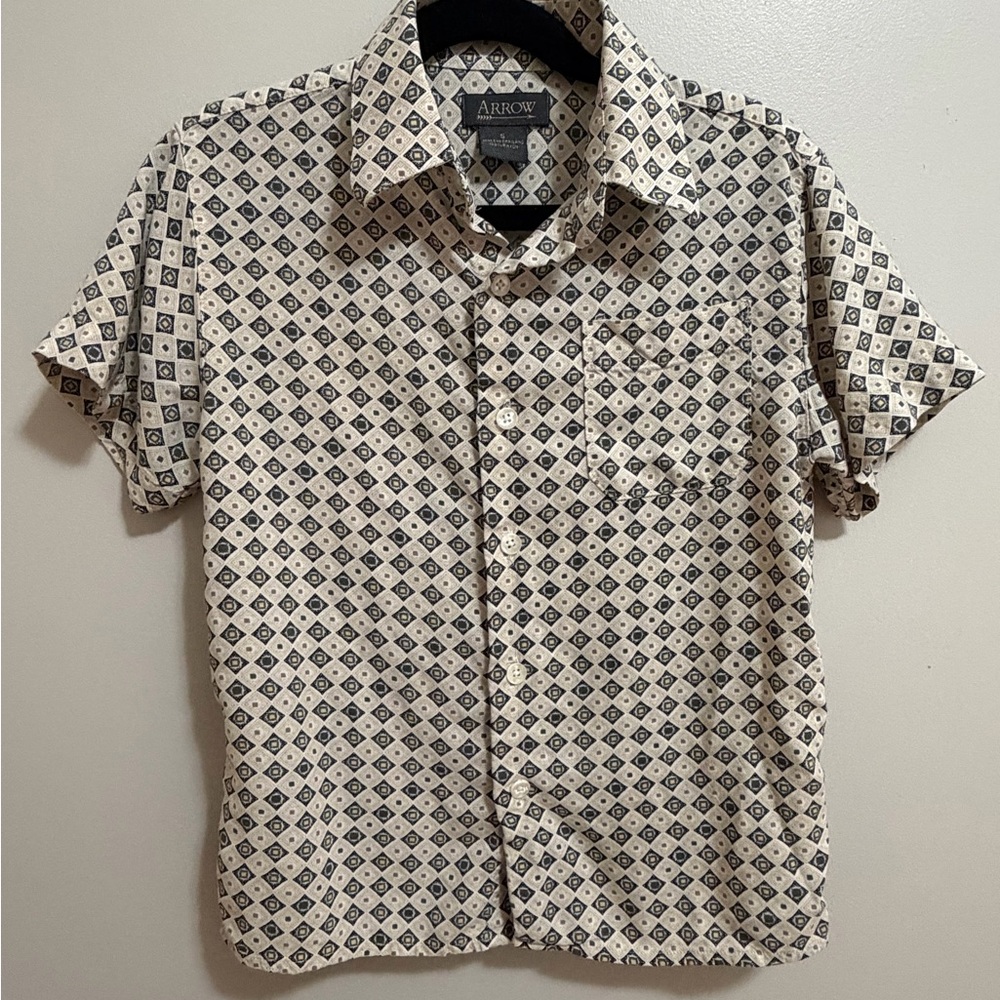 Arrow Kids Casual Cream and Black Patterned Shirt